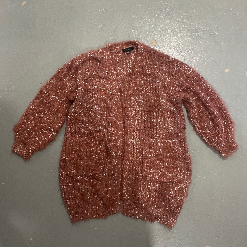 Lulus oversized  dusty rose fuzzy cardigan in size:XS